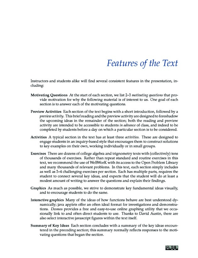 Active Preparation for Calculus - Page ix